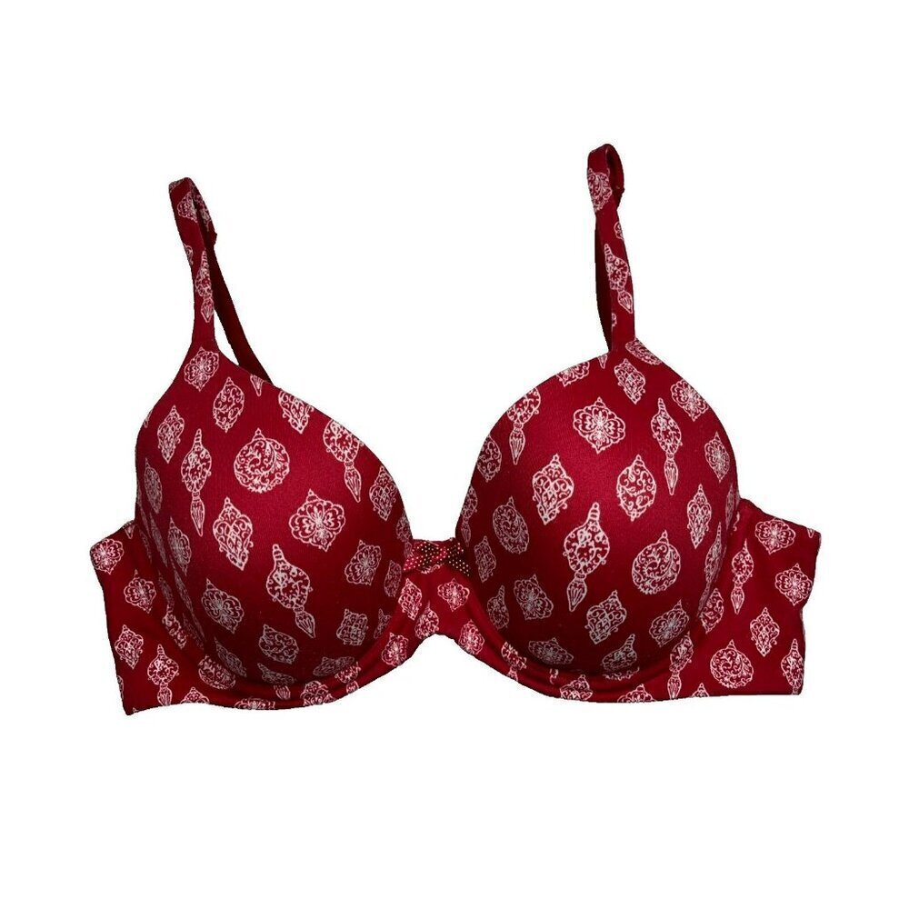 Soma Embraceable Full Coverage Bra 36C Underwired Padded Bow Red Print